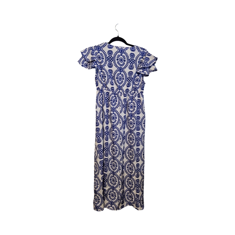 1 NWOT Cupshe Blue and White Flared Sleeve V-Neck boho maxi dress size small - Picture 5 of 10
